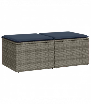 vidaXL 2 Piece Garden Sofa Set with Cushions Grey Poly Rattan Acacia