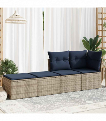 vidaXL 2 Piece Garden Sofa Set with Cushions Grey Poly Rattan Acacia