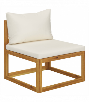 vidaXL 2 Piece Sofa Set with Cream White Cushions Solid Wood Acacia