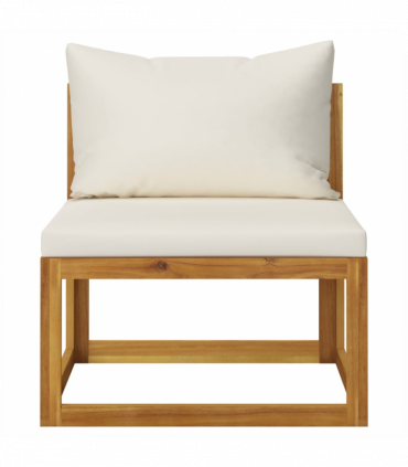 vidaXL 2 Piece Sofa Set with Cream White Cushions Solid Wood Acacia