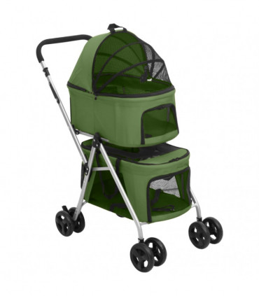 vidaXL 2-Layers Folding Dog Stroller Green 83x48x97 cm Oxford Fabric