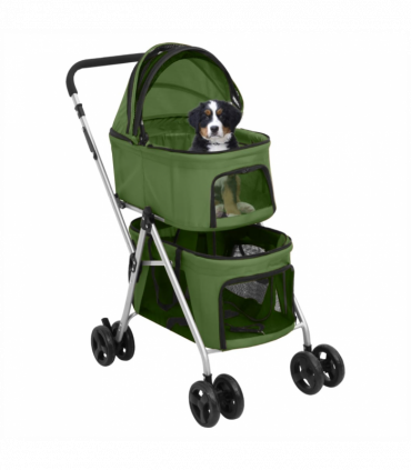 vidaXL 2-Layers Folding Dog Stroller Green 83x48x97 cm Oxford Fabric