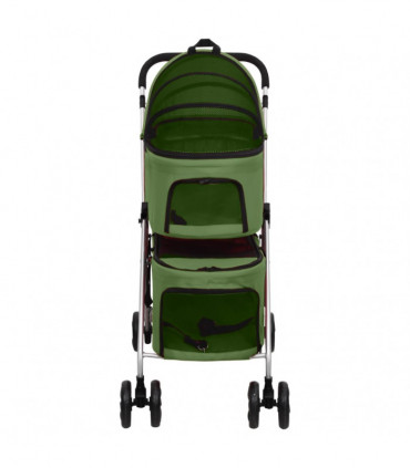 vidaXL 2-Layers Folding Dog Stroller Green 83x48x97 cm Oxford Fabric