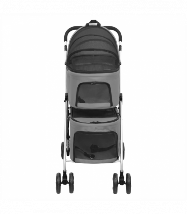vidaXL 2-Layers Folding Dog Stroller Grey 83x48x97 cm Oxford Fabric
