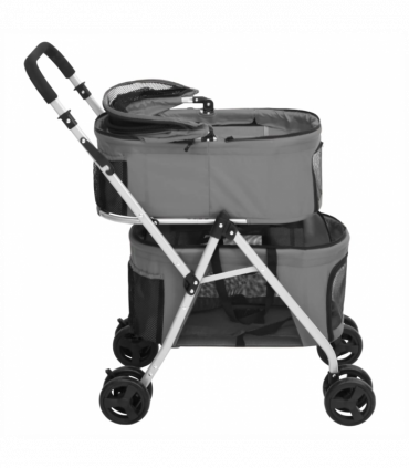 vidaXL 2-Layers Folding Dog Stroller Grey 83x48x97 cm Oxford Fabric