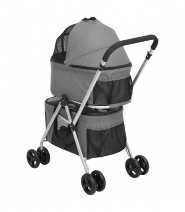 vidaXL 2-Layers Folding Dog Stroller Grey 83x48x97 cm Oxford Fabric
