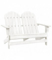 vidaXL 2-Seater Garden Adirondack Chair Solid Fir Wood White