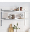 vidaXL 2-Tier Wall Shelf 100x23.5x60 cm Silver Stainless Steel