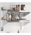 vidaXL 2-Tier Wall Shelf 50x30x60 cm Silver Stainless Steel