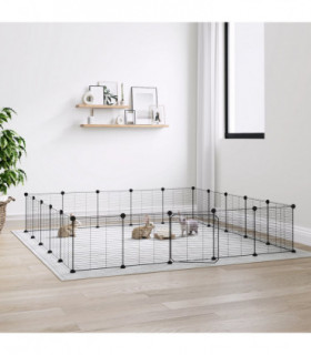 vidaXL 20-Panel Pet Cage with Door Black 35x35 cm Steel