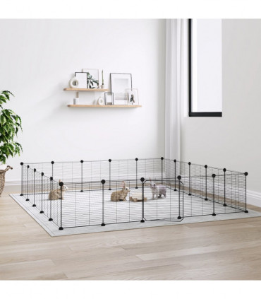 vidaXL 20-Panel Pet Cage with Door Black 35x35 cm Steel