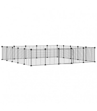 vidaXL 20-Panel Pet Cage with Door Black 35x35 cm Steel