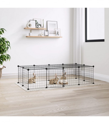 vidaXL 20-Panel Pet Cage with Door Black 35x35 cm Steel