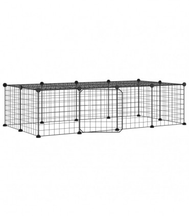 vidaXL 20-Panel Pet Cage with Door Black 35x35 cm Steel