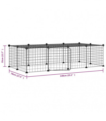 vidaXL 20-Panel Pet Cage with Door Black 35x35 cm Steel