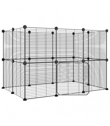 vidaXL 20-Panel Pet Cage with Door Black 35x35 cm Steel