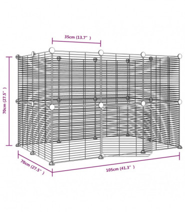vidaXL 20-Panel Pet Cage with Door Black 35x35 cm Steel