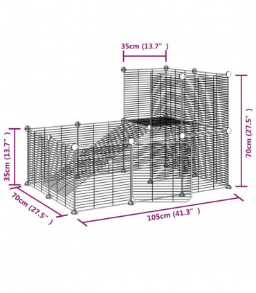 vidaXL 20-Panel Pet Cage with Door Black 35x35 cm Steel