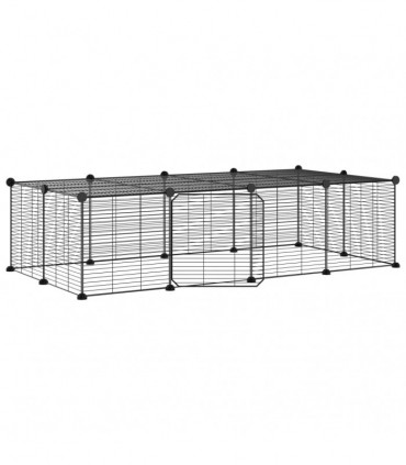 vidaXL 20-Panel Pet Cage with Door Black 35x35 cm Steel