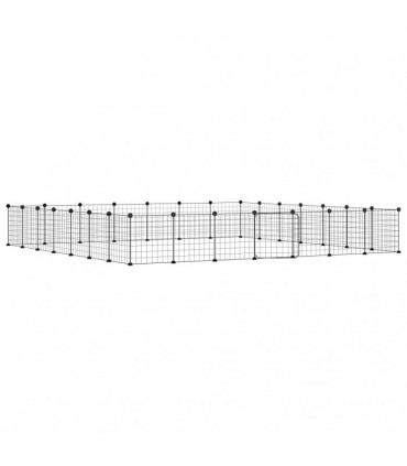 vidaXL 28-Panel Pet Cage with Door Black 35x35 cm Steel