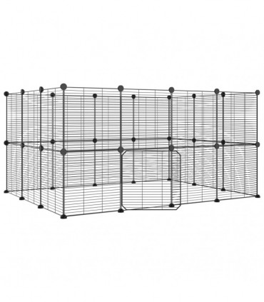vidaXL 28-Panel Pet Cage with Door Black 35x35 cm Steel