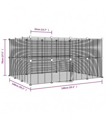 vidaXL 28-Panel Pet Cage with Door Black 35x35 cm Steel