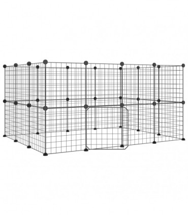 vidaXL 28-Panel Pet Cage with Door Black 35x35 cm Steel