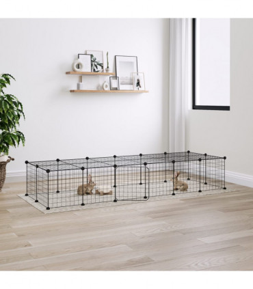 vidaXL 28-Panel Pet Cage with Door Black 35x35 cm Steel