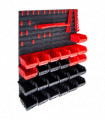 vidaXL 29 Piece Storage Bin Kit with Wall Panels Red and Black