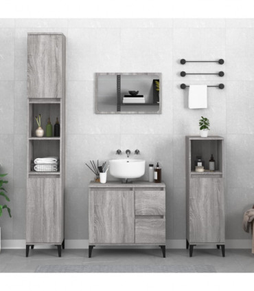 vidaXL 3 Piece Bathroom Cabinet Set Grey Sonoma Engineered Wood