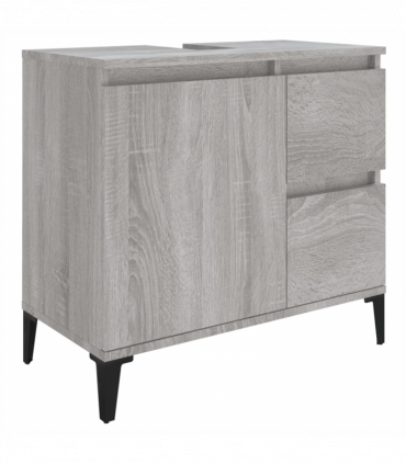 vidaXL 3 Piece Bathroom Cabinet Set Grey Sonoma Engineered Wood