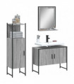 vidaXL 3 Piece Bathroom Cabinet Set Grey Sonoma Engineered Wood