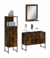 vidaXL 3 Piece Bathroom Cabinet Set Smoked Oak Engineered Wood