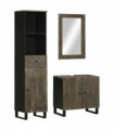 vidaXL 3 Piece Bathroom Furniture Set Black Solid Wood Mango
