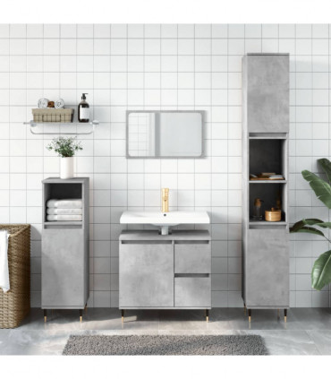 vidaXL 3 Piece Bathroom Furniture Set Concrete Grey Engineered Wood