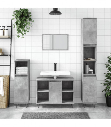 vidaXL 3 Piece Bathroom Furniture Set Concrete Grey Engineered Wood