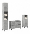 vidaXL 3 Piece Bathroom Furniture Set Concrete Grey Engineered Wood