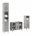 vidaXL 3 Piece Bathroom Furniture Set Concrete Grey Engineered Wood