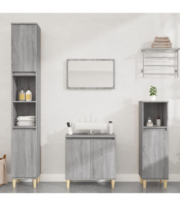 vidaXL 3 Piece Bathroom Furniture Set Grey Sonoma Engineered Wood