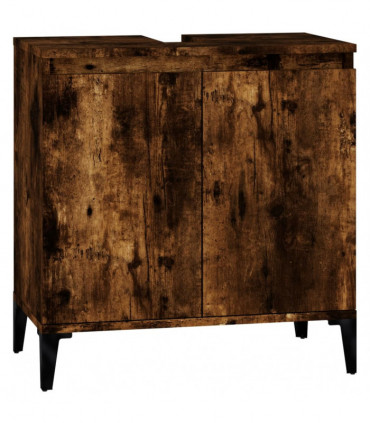 vidaXL 3 Piece Bathroom Furniture Set Smoked Oak Engineered Wood