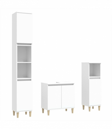 vidaXL 3 Piece Bathroom Furniture Set White Engineered Wood