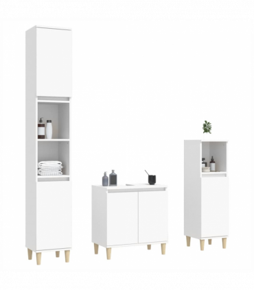 vidaXL 3 Piece Bathroom Furniture Set White Engineered Wood