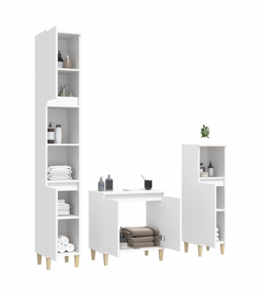 vidaXL 3 Piece Bathroom Furniture Set White Engineered Wood