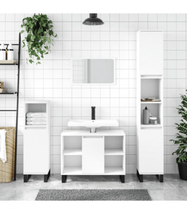 vidaXL 3 Piece Bathroom Furniture Set White Engineered Wood