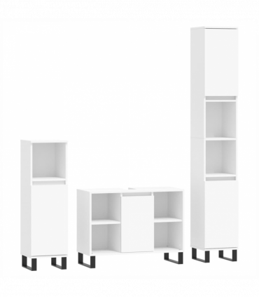 vidaXL 3 Piece Bathroom Furniture Set White Engineered Wood