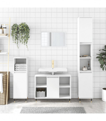 vidaXL 3 Piece Bathroom Furniture Set White Engineered Wood