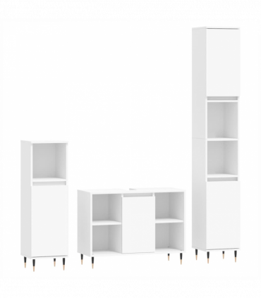 vidaXL 3 Piece Bathroom Furniture Set White Engineered Wood