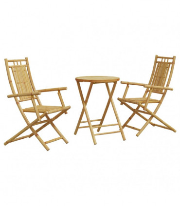 vidaXL 3 Piece Bistro Set Bamboo