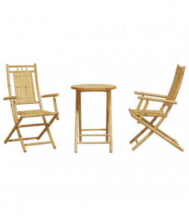 vidaXL 3 Piece Bistro Set Bamboo