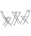 vidaXL 3 Piece Bistro Set Steel Grey